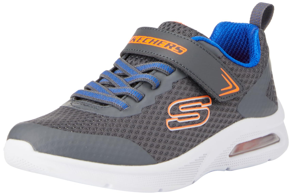 Skechers Boy's Microspec Max Sneaker, Charcoal/Blue, 12.5 Little Kid