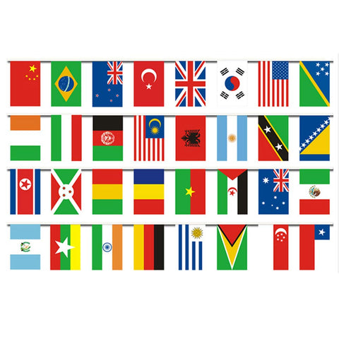 200 Pcs International Flags Bunting 50 M World Countries Banner Hanging Pennant Banner String Flags for Football Rugby Fans Presentation Event Party Club Decorations(200 National Flags)