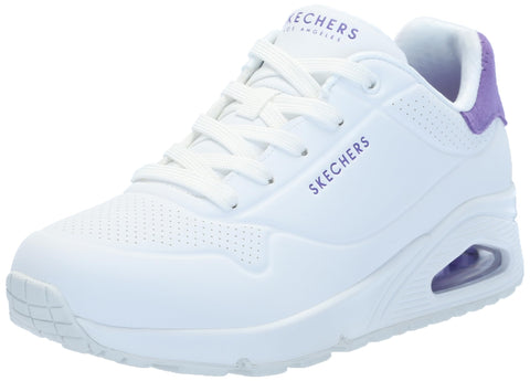 Skechers Women's Uno-pop Back Sneaker, White/Purple, 6