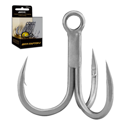 BKK Raptor-Z Treble Hook | #4 | 8-Pack | 4X | Saltwater Corrosion Resistant Bright Tin Coating | Hand Ground Point |Heavy Duty Lure Hook, Popping, Stickbaits