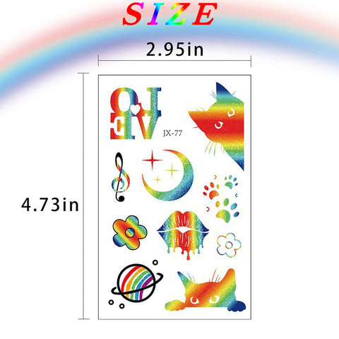 Rainbow Temporary Tattoos -10 Sheets (85PCS) Pride Day Rainbow Tattoo Stickers Birthday Rainbow Party Decorations Supplies Party Favors Decor for Kids Girls Boys Gifts Classroom School Prizes Reward
