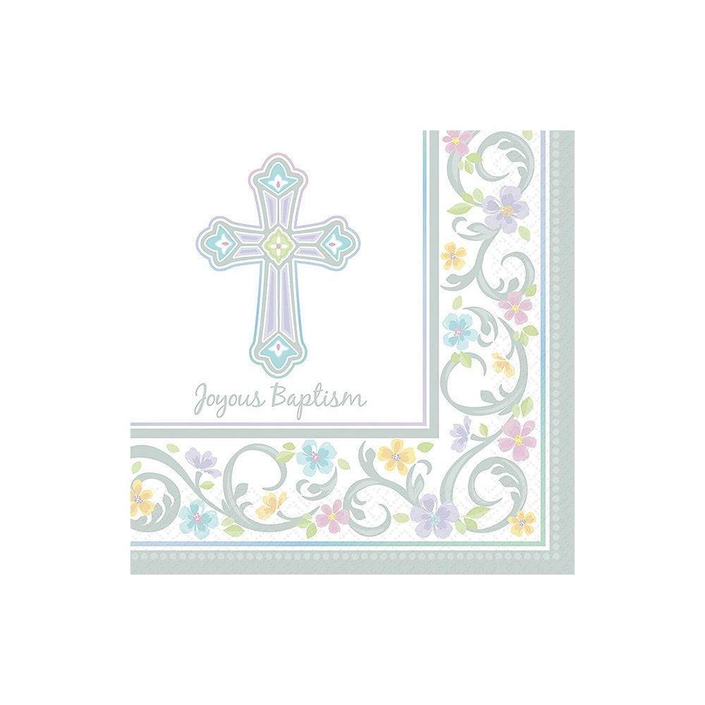 Amscan Blessed Day Baptism Party Luncheon Napkins Tableware, Paper, 6 X 6, Pack of 36 Party Supplies