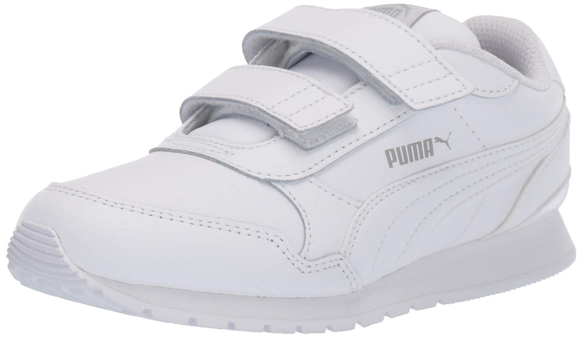 PUMA unisex child St Runner 2 Hook and Loop Sneaker, Puma White-gray Violet, 3.5 Big Kid US
