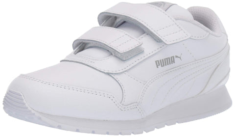 PUMA unisex child St Runner 2 Hook and Loop Sneaker, Puma White-gray Violet, 3.5 Big Kid US