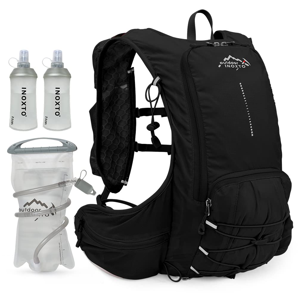 INOXTO Hydration Pack Backpack ?Water Backpack with 2L Leakproof Water Bladder, Running Hydration Vest for Man, Daypack for Cycling Motocross Climbing Trail Running (inoxto-593-BLACK)