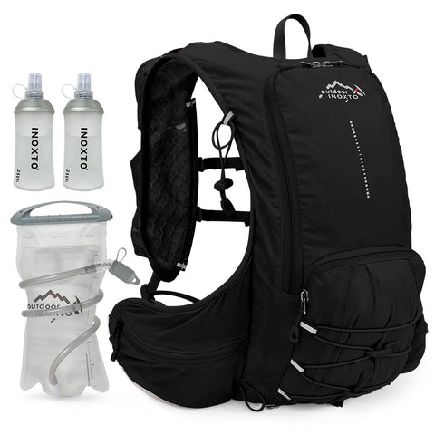 INOXTO Hydration Pack Backpack ?Water Backpack with 2L Leakproof Water Bladder, Running Hydration Vest for Man, Daypack for Cycling Motocross Climbing Trail Running (inoxto-593-BLACK)