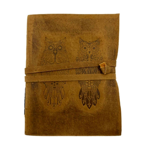 OVERDOSE Deckle OWL Leather Journal - Vintage Travel Journal for Men & Women Sketch Writing Diary Sketchbook Book of Shadows Handmade Vintage Deckle Edge Paper - 6 x 8 inches | 15 x 20 cm | A5