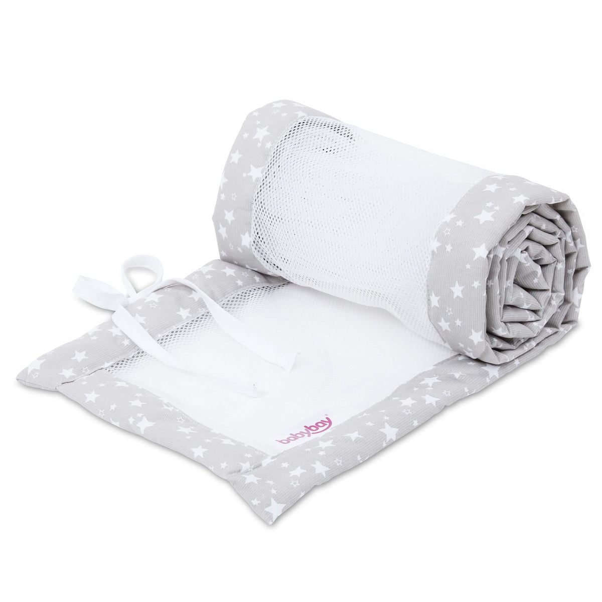babybay babynest Mesh-PiquÃ© Suitable for Model Original, Pearl Grey Stars White