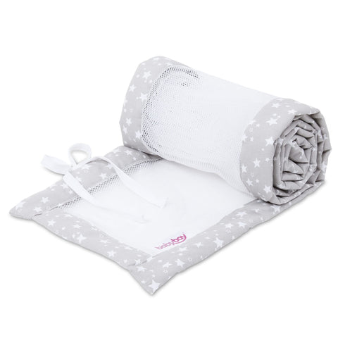 babybay babynest Mesh-PiquÃ© Suitable for Model Original, Pearl Grey Stars White