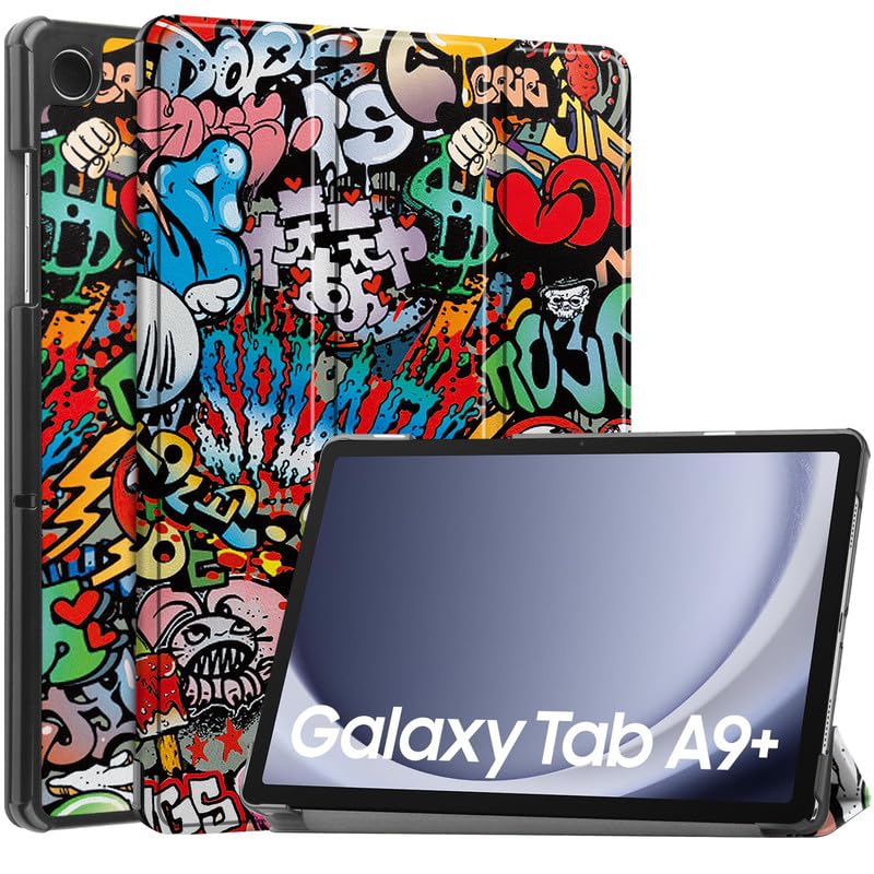 For Samsung Galaxy Tab A9 Plus 11 Inch 2023 Case, Tablet Case For (SM-X210/X216/X218) Trifold Stand Cover with Pencil Holder, Auto Sleep/Wake, Soft PU Leather Cover, Lucky