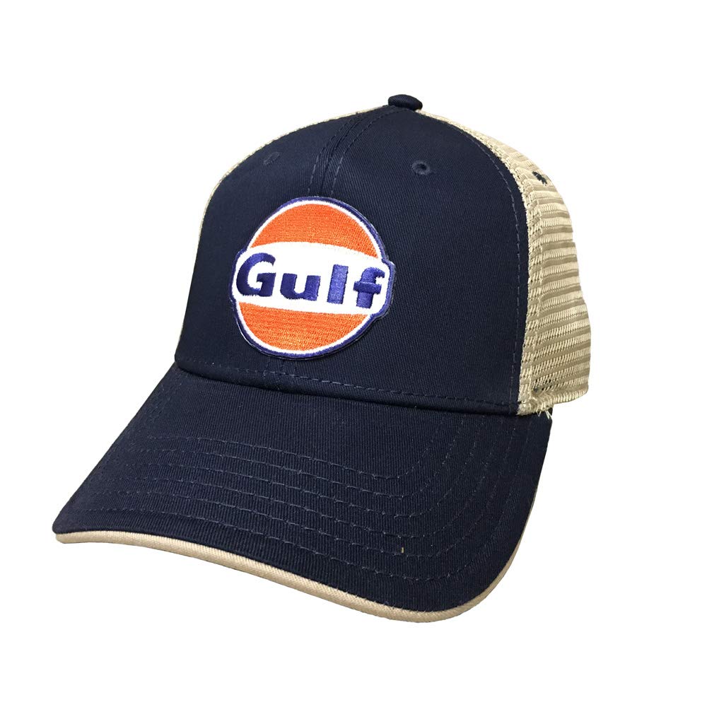 Gulf Distressed Vintage Adjustable Snapback Hat (Navy/Tan)