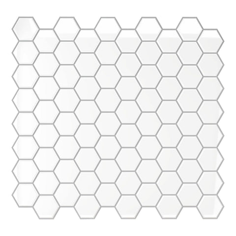 VEELIKE White Hexagon Kitchen Backsplash Tiles Peel and Stick Backsplash Wall Tiles for Bathroom 24 Sheets Waterproof Renter Friendly Ceramic Stick on Tile for Shower Wall Laundry Room 12''x12''