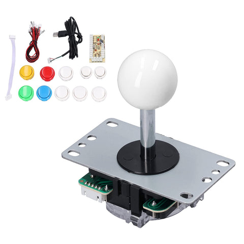 Arcade Game Joystick Kits, Zero Delay Arcade Game DIY Kit Parts with Encoder Board 10 Buttons Joystick Replacement for MAME(White2)