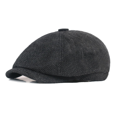 Newsboy Caps for Men Peaky Blinders Hat Mens Caps Flat Boys Flat Cap Cotton Newsboy Cap Adjustable Cabbie for Men Tweed Flat Caps Men for Men Boy Autumn Winter Dark Grey