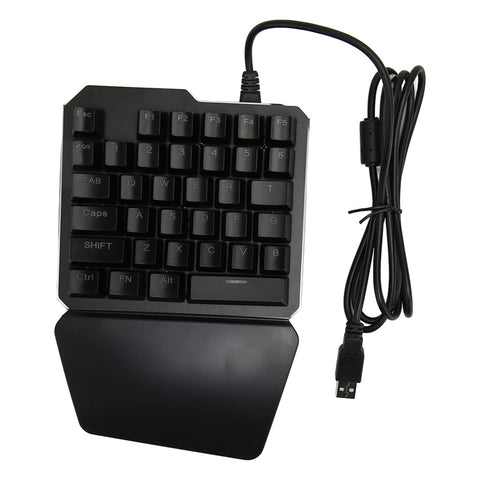 Naroote One Handed Keyboard 35 Keys USB Wired RGB Backlit Blue Switch Ergonomic Half Keyboard Mini Keyboard Gaming Keypads for Gaming Office Work