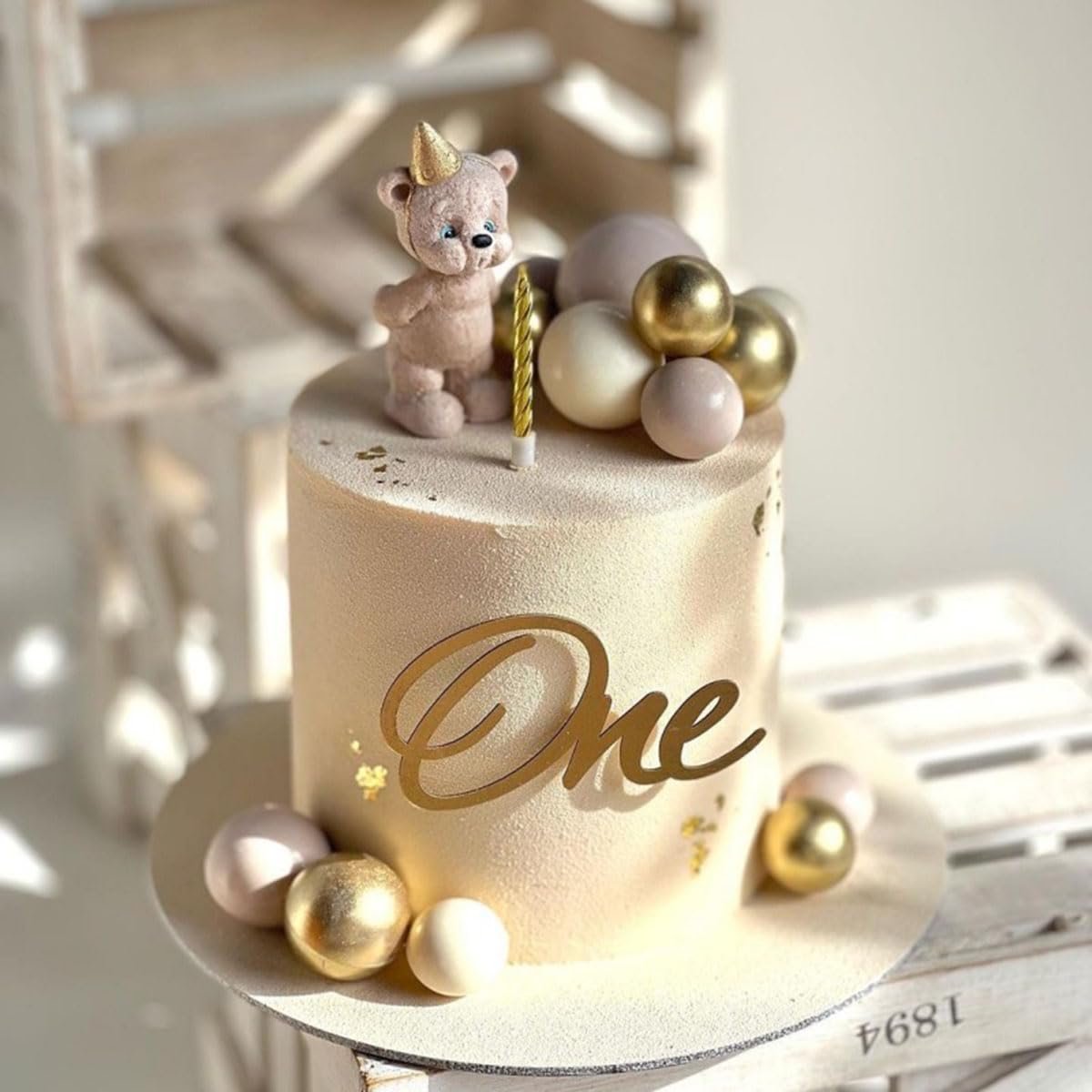 Acrylic One Cake topper, Baby's 1st Birthday Cake Side Acrylic Decoration One Year Acrylic Cake Decoration Baby Showers Cake Decorations Party Supplies