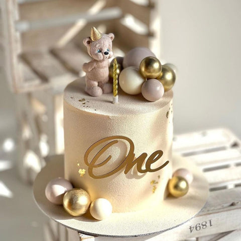 Acrylic One Cake topper, Baby's 1st Birthday Cake Side Acrylic Decoration One Year Acrylic Cake Decoration Baby Showers Cake Decorations Party Supplies