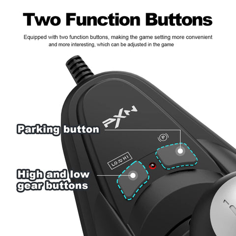 PXN A7 Gear Shifter, 6 +1 shift lever with Handbrake Button and Shift Button for High & Low Gear Universal Shifter for PC, PS4, PS5, Xbox(A7)