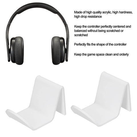 2 Pack Game Controller Bracket White Acrylic Durable Gamepad Bracket with Cable Clip for Gamepad Headphones Organize Headphone Bracket