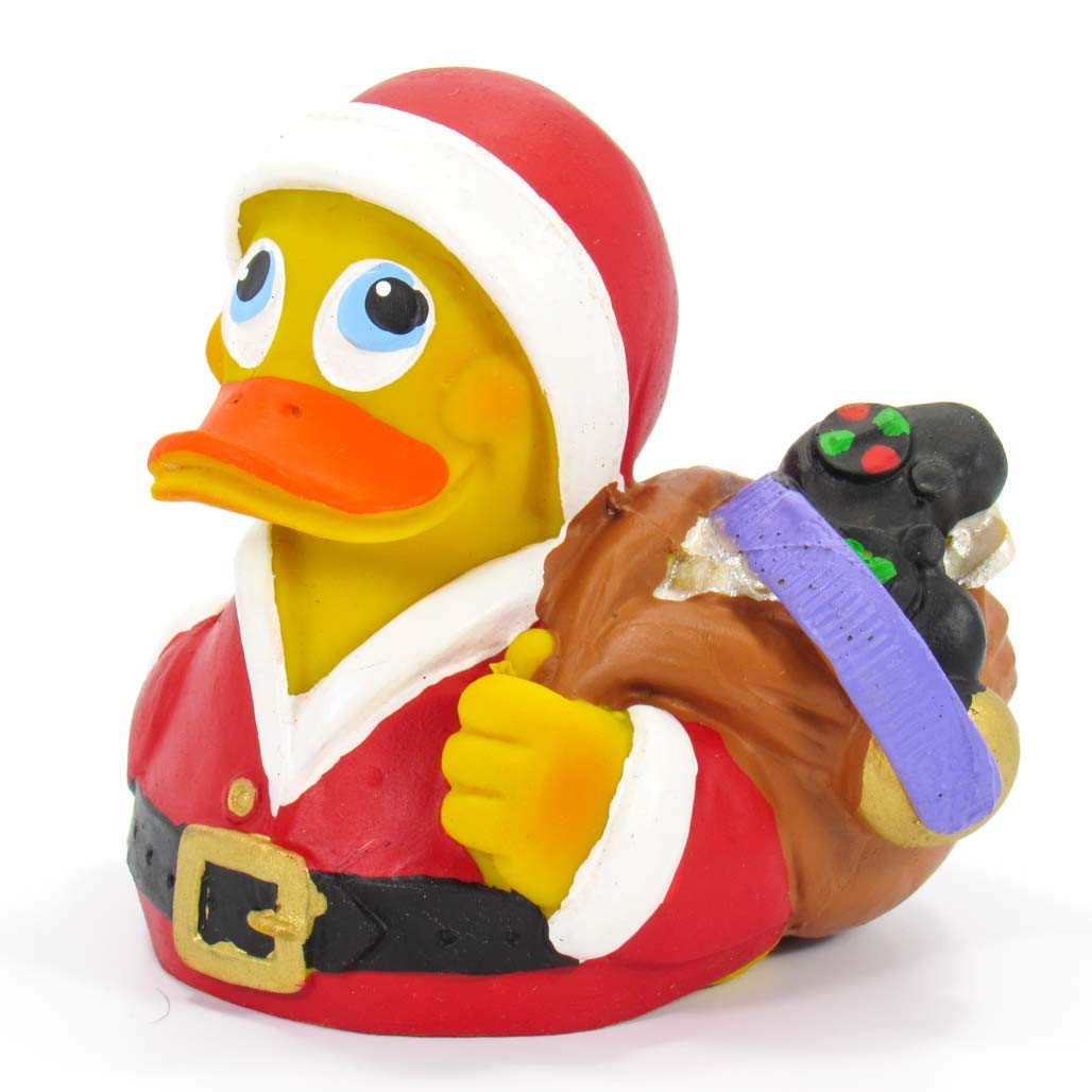 Santa Clause Holiday Presents Rubber Duck Bath Toy | All Natural, Organic, Eco Friendly, Squeaker | Imported from Barcelona, Spain