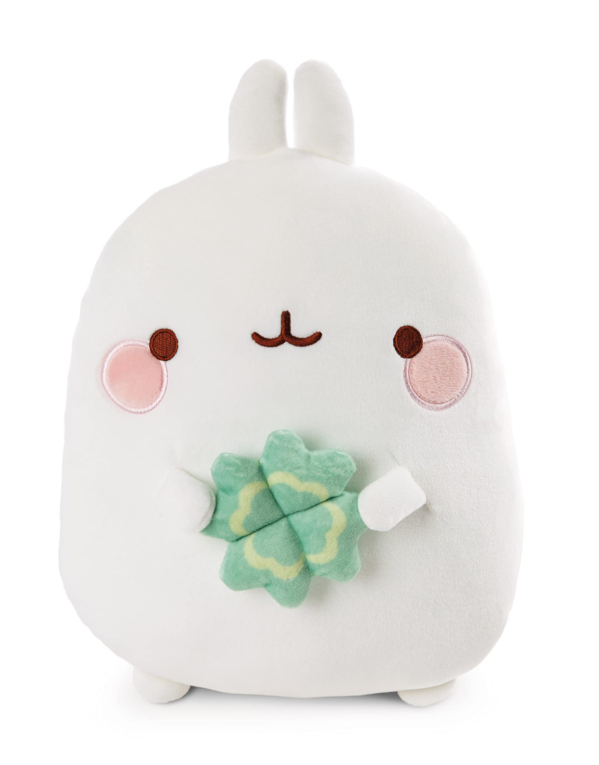 NICI 48879 Figurative Cushion MOLANG with Cloverleaf 30x23cm, White