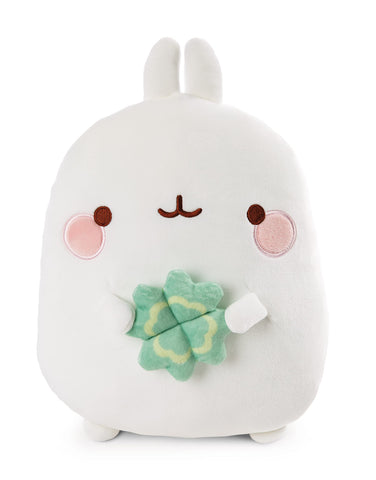 NICI 48879 Figurative Cushion MOLANG with Cloverleaf 30x23cm, White