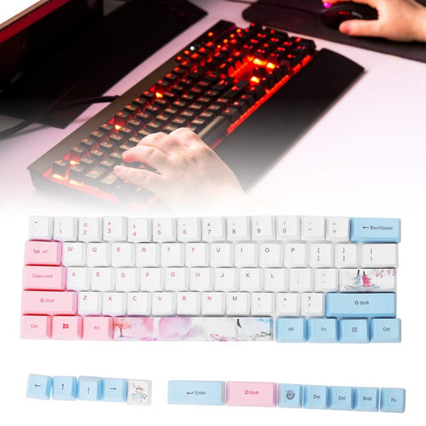 73Pcs Sublimation Keycap Pbt Keycaps Sansei Iii Universal for Mechanical Keyboard Accessory Animation Keycap Pink Keycaps (Three Lives and Three Worlds)