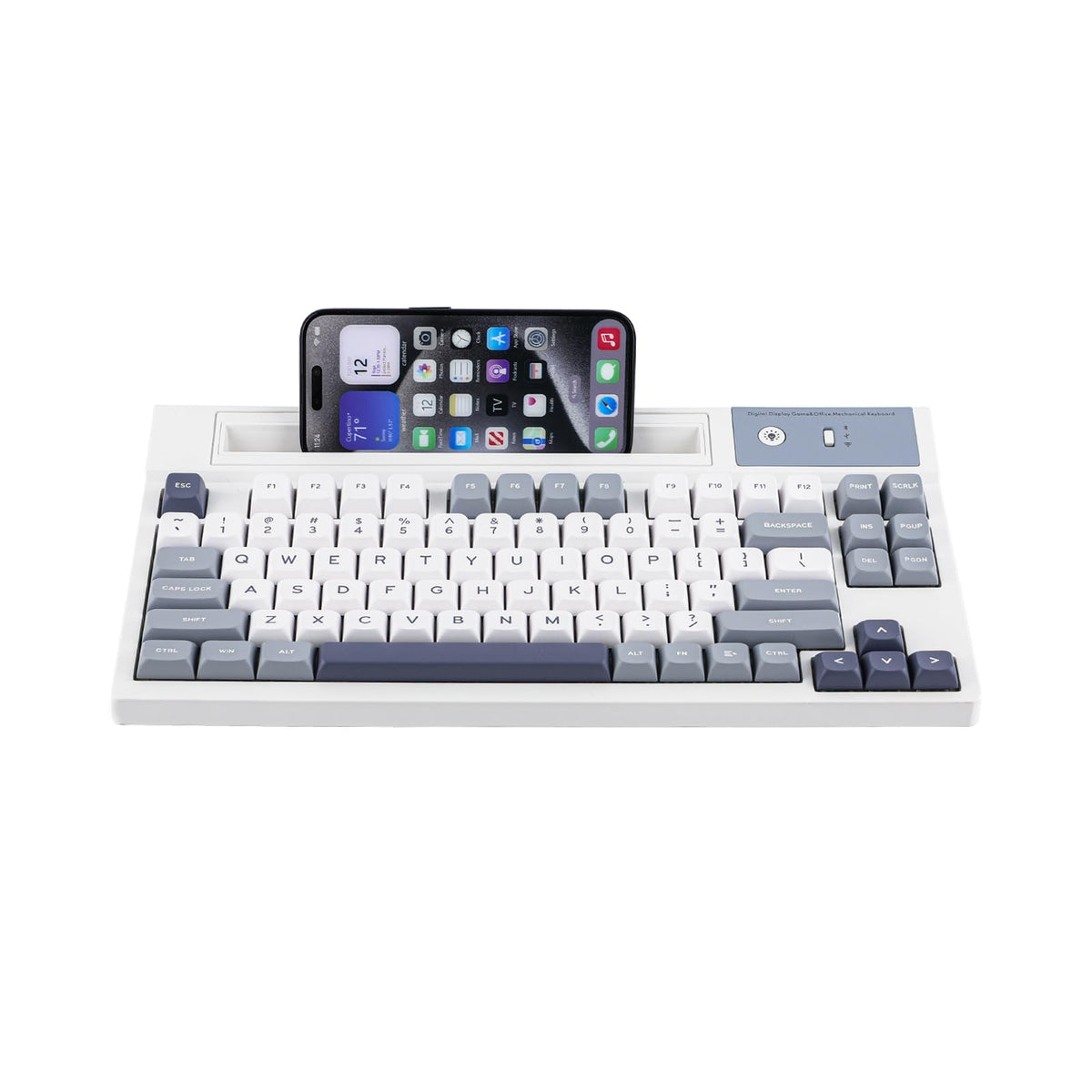 EPOMAKER DynaTab75 Wireless Gaming Keyboard with Slot for iPad Tablet, Hot-swap Gasket Mechanical Keyboard, 2.4G/USB-C/BT5.0 Creamy Keyboard, RGB, Fast Charge (White Blue, Sea Salt Silent Switch)