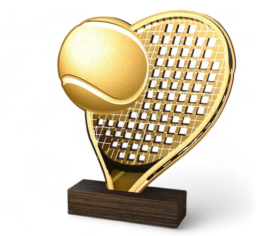 Trophy Monster Wooden Classic Sierra Tennis Trophy Antique Gold | Made from Sustainable Printed 8mm Thick Birch Plywood | Size (175mm)