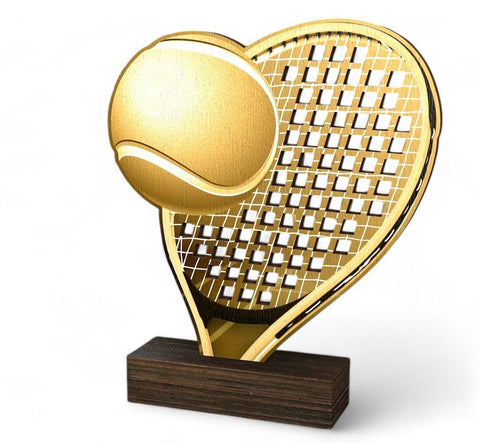 Trophy Monster Wooden Classic Sierra Tennis Trophy Antique Gold | Made from Sustainable Printed 8mm Thick Birch Plywood | Size (175mm)