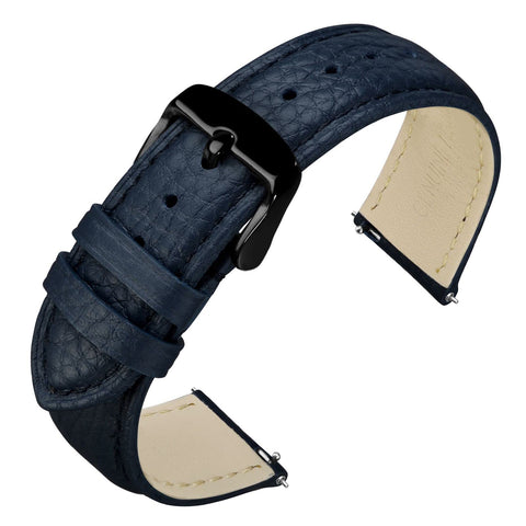 ANNEFIT Watch Band 18mm, Quick Release Textured Padded Leather Straps with Black Buckle for Men and Women (Dark Blue)
