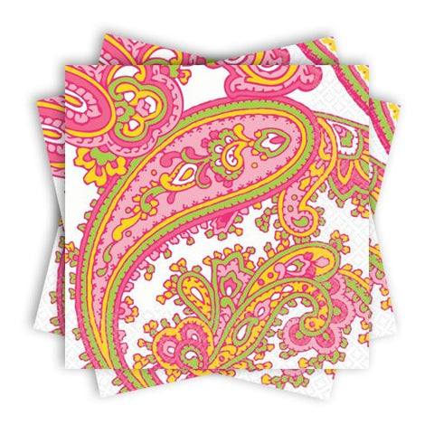 Amscan Decorative Peppermint Paisley Party Beverage Paper Napkins (16 Pack), 5 x 5, Green