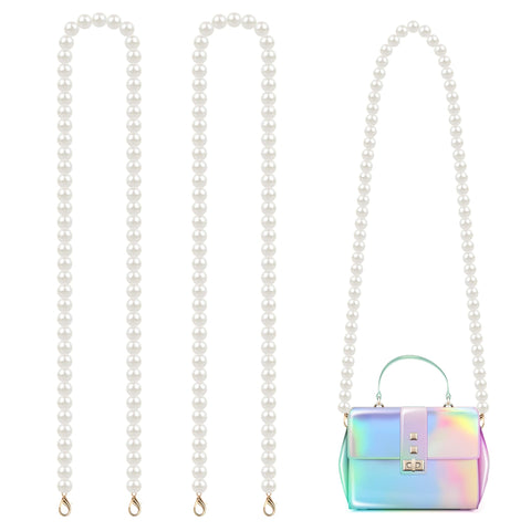 Pearl Chain Carry Strap 2 Pieces 110 cm Handbag Chain Imitation Pearl Shoulder Strap Bag Chain Replacement for Women Bag Purse