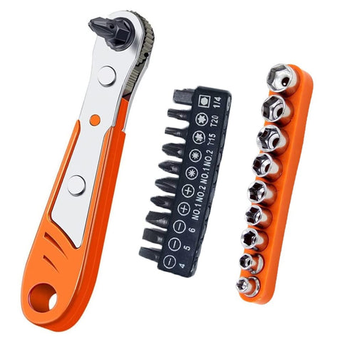 TorSor 3 Pack Ratchet Spanner Wrench 1/4 inch Hexagon Socket 36 Teeth Right Angle Handle Repair Magnetic Sleeve Bit Hex Torx Screwdriver Tool