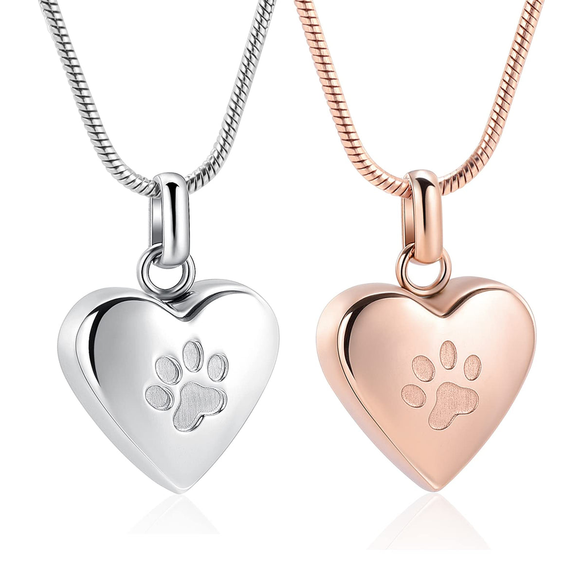 zeqingjw Pet Cremation Jewelry for Ashes Pendant Paw Print Pet Heart Urn Necklace Memorial Keepsake Jewelry for Pet/Dog's/Cat's Ashes