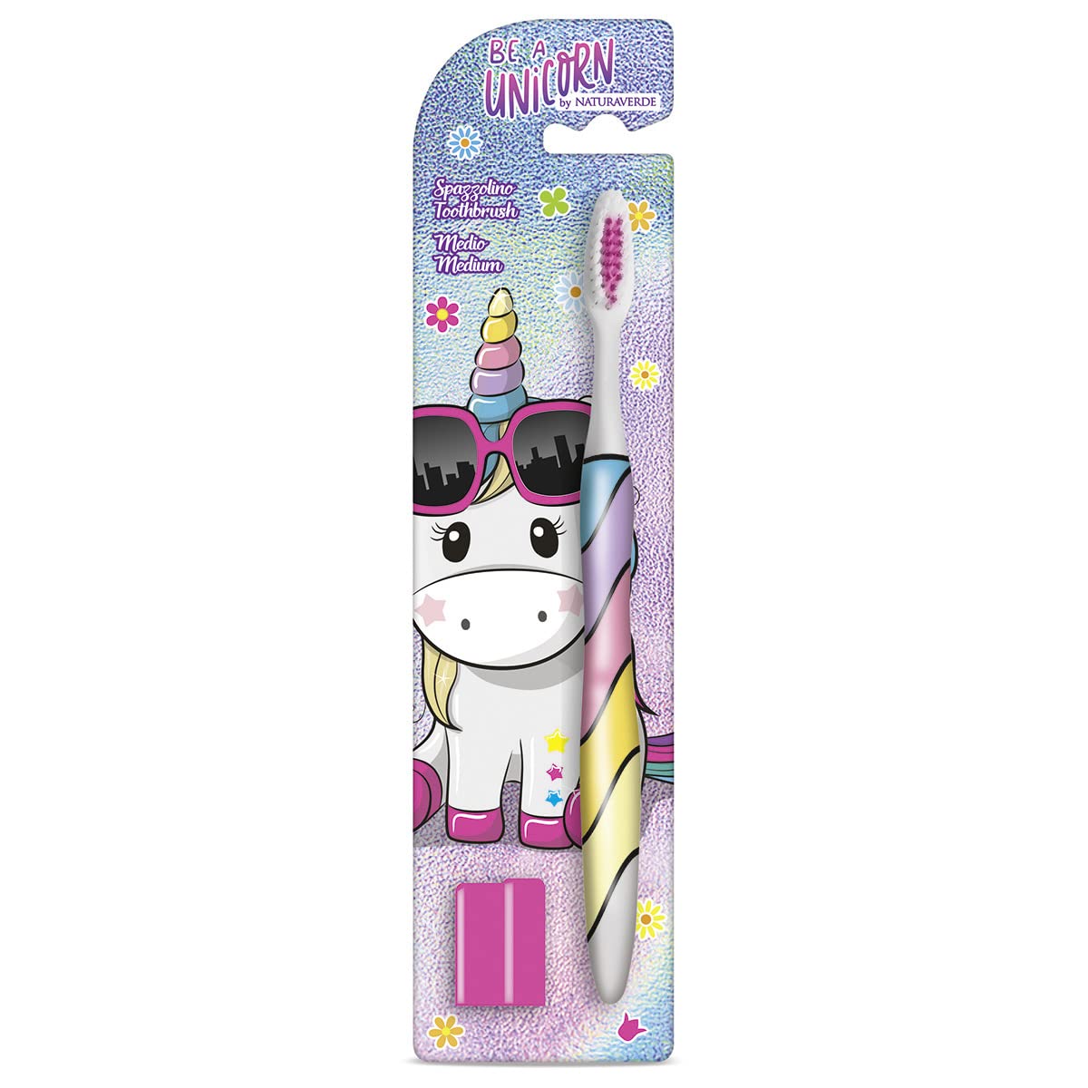 Naturaverde | Kids - Be a Unicorn - Toothbrush with Medium Bristles for Children, Funny Toothbrush for Children, Unicorn Toothbrush