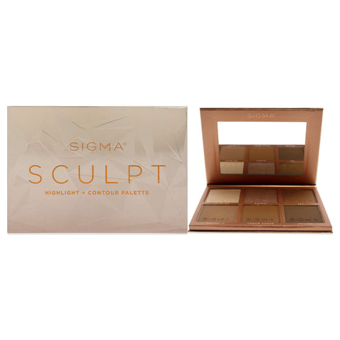 Sigma Beauty Sculpt Highlight Plus Contour Palette - Contour and Highlighter Palette - 6 Universally Flattering Hues for Highlighting and Contouring - Vegan & Cruelty Free Makeup Palette