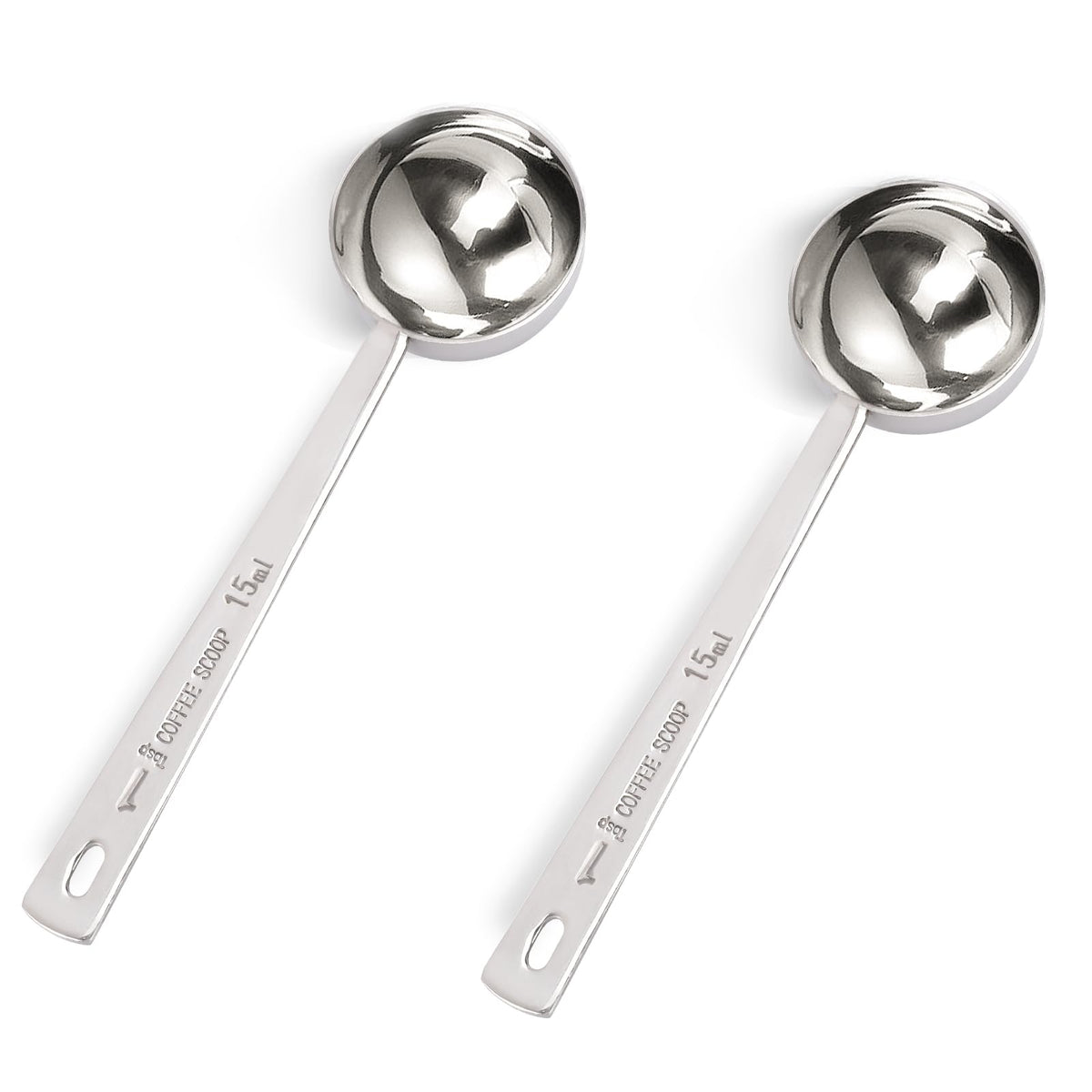 2 Pieces 1 Tablespoon Scoops with Long Handle, 15 ml Stainless Steel Coffee Measuring Spoon 15ml Measuring Tablespoon for Coffee Milk Fruit Powder