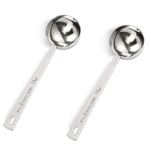 2 Pieces 1 Tablespoon Scoops with Long Handle, 15 ml Stainless Steel Coffee Measuring Spoon 15ml Measuring Tablespoon for Coffee Milk Fruit Powder