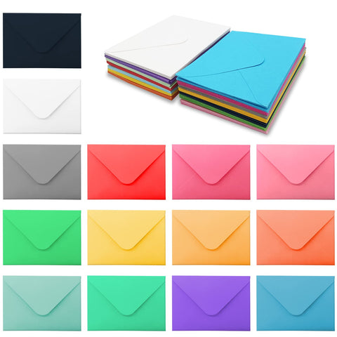 BLMHTWO 70 Pieces Mini Envelopes Coloured Envelopes Small Cards with Envelopes Paper Square Flap Colorful Envelopes for Gift Cards Business Cards Money Credit Card (15 Colors, 10x7cm/3.94x2.76 in)