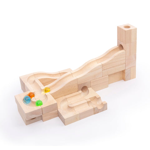 Guidecraft Unit Block Marble Run - 40 pc. set: Rubberwood Education Learning Blocks, STEM Toy for Girls and Boys