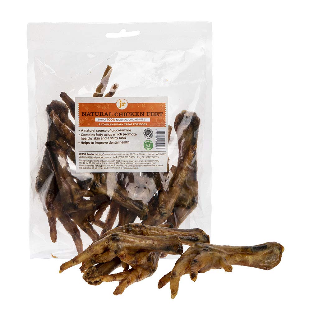 JR Pet Products 2kg Natural Dried Chicken Feet Dog Treat Chew Grain & Gluten Free Supplied