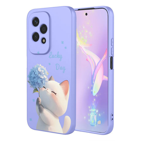 YUECXIN Case for Honor 200 Lite 5G, Ultra thin Liquid Silicone Silky Soft Touch Cute Pattern Girls Cover, with Microfiber Lining Shockproof TPU Bumper Case. Cat