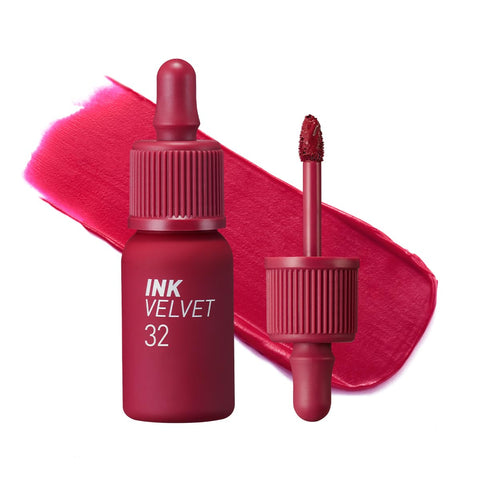 Peripera Ink the Velvet Lip Tint, High Pigment Color, Longwear, Weightless, Not Animal Tested, Gluten-Free, Paraben-Free (032 FUCHSIA RED)