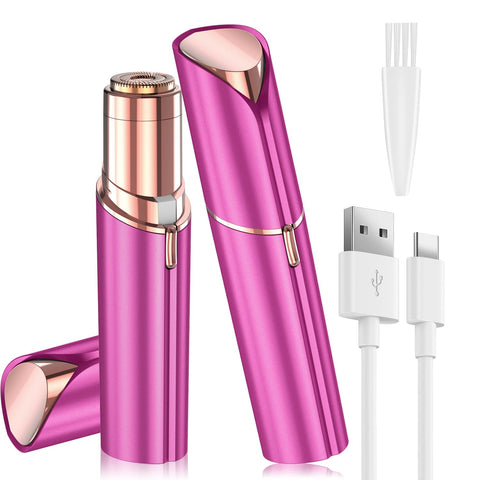 Vexloria Facial Hair Remover for Women, Face Hair Trimmer, Rechargeable Women's Facial Shaver, Painless Lady Shavers for Women for Face Hair, Upper Lips, Peach Fuzz, Bikini Body-Rose Red