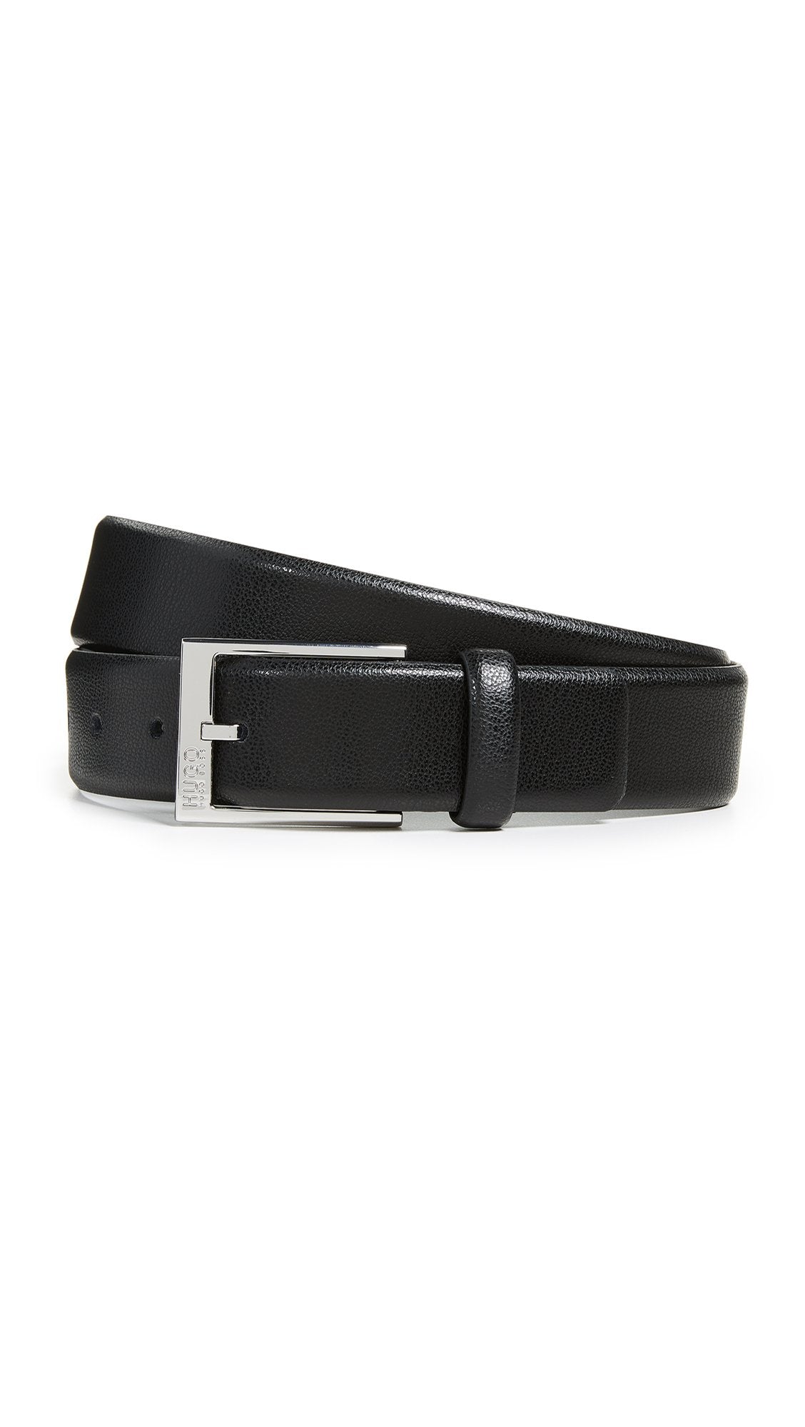 HUGO Men's Gellot Grainy Leather Belt, Black, 34