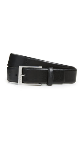 HUGO Men's Gellot Grainy Leather Belt, Black, 34