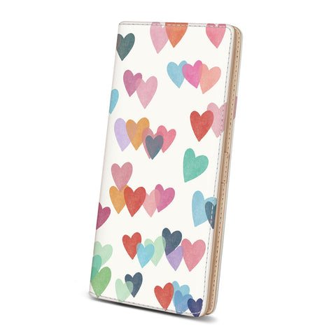 Immaturus Womens Wallet, Colorful Heart Slim Thin RFID Blocking Card Wallets, Bifold PU Leather Credit Card Holder Organizer, Cute Cash Clutch Long Billfold with Zipper Coin Pocket Ladies Girls