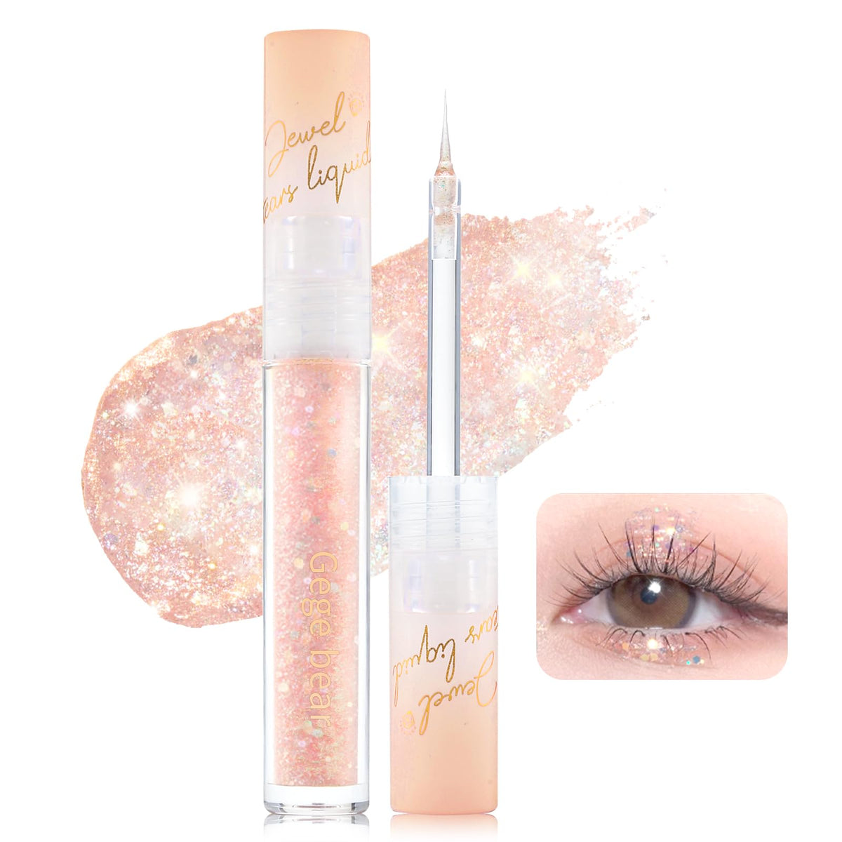 Erinde Liquid Glitter Eyeliner, Liquid Metallic Eyeliner Pen, Shimmer Glitter Eyeshadow Liner, Highly Pigmented & Waterproof Coloured Eye Liner Pencil, Korean Eye Highlight Makeup