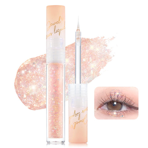 Erinde Liquid Glitter Eyeliner, Liquid Metallic Eyeliner Pen, Shimmer Glitter Eyeshadow Liner, Highly Pigmented & Waterproof Coloured Eye Liner Pencil, Korean Eye Highlight Makeup